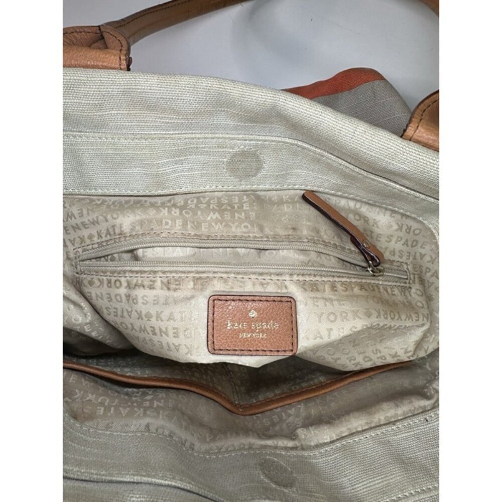 Kate Spade New York Bon Shopper Jubilee Stripe Coral/Natural Stripe Purse - Picture 9 of 10